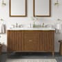 Ove Decors Gabi 60" Free Standing Double Basin Vanity Set with Cabinet and Engineered Stone Vanity Top Warm Walnut