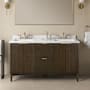 Ove Decors Gabi 60" Free Standing Double Basin Vanity Set with Cabinet and Engineered Stone Vanity Top Dark Walnut