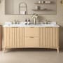 Ove Decors Gabi 72" Free Standing Double Basin Vanity Set with Cabinet and Engineered Stone Vanity Top Rustic Ash
