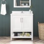 Ove Decors Vegas 30" Free Standing Single Basin Vanity Set with Cabinet and Marble Vanity Top White / Cultured Marble Top