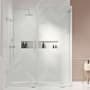 Ove Decors Endless 72" High x 53-1/8" Wide x 32-13/16" Deep Hinged Semi Frameless Shower Enclosure with Clear Glass Satin Nickel