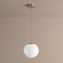 Oxygen Lighting Luna Single Light 10" Wide LED Pendant with Frosted Glass Shade Aged Brass