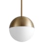 Oxygen Lighting Mondo 6" Wide LED Mini Pendant with Frosted Glass Shade Aged Brass