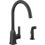 Peerless Ezra 1.5 GPM Single Hole Kitchen Faucet - Includes Escutcheon and Side Spray Matte Black