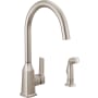 Peerless Ezra 1.5 GPM Single Hole Kitchen Faucet - Includes Escutcheon and Side Spray Stainless