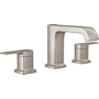 Peerless Ezra 1 GPM Widespread Bathroom Faucet with Push Pop-Up Drain Assembly Brushed Nickel