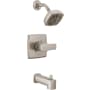 Peerless Ezra Tub and Shower Trim Package with 1.5 GPM Multi Function Shower Head and Tub Spout - Less Rough In Brushed Nickel