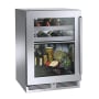 Perlick 24 Inch Wide 14 Bottle Capacity 41 Can Capacity Wine and Beverage Center with Left Hinge Stainless Steel Framed Glass