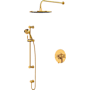 Perrin and Rowe Armstrong Pressure Balanced and Thermostatic Shower System with Shower Head, Hand Shower, Slide Bar, Shower Arm, Hose, and Valve Trim English Gold