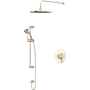 Perrin and Rowe Armstrong Pressure Balanced and Thermostatic Shower System with Shower Head, Hand Shower, Slide Bar, Shower Arm, Hose, and Valve Trim Satin Nickel