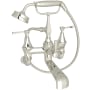 Perrin and Rowe Deco Wall Mounted Clawfoot Tub Filler with Built-In Diverter - Includes Hand Shower Polished Nickel