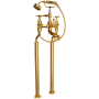 Perrin and Rowe Deco Floor Mounted Clawfoot Tub Filler with Built-In Diverter - Includes Hand Shower English Gold