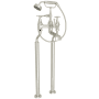 Perrin and Rowe Deco Floor Mounted Clawfoot Tub Filler with Built-In Diverter - Includes Hand Shower Polished Nickel