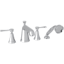 Perrin and Rowe Deco Deck Mounted Roman Tub Filler with Built-In Diverter - Includes Hand Shower Polished Chrome