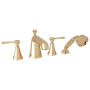 Perrin and Rowe Deco Deck Mounted Roman Tub Filler with Built-In Diverter - Includes Hand Shower English Gold