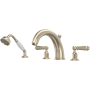 Perrin and Rowe Edwardian Deck Mounted Roman Tub Filler with Built-In Diverter - Includes Hand Shower Satin Nickel