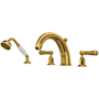Perrin and Rowe Edwardian Deck Mounted Roman Tub Filler with Built-In Diverter - Includes Hand Shower Unlacquered Brass