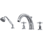 Perrin and Rowe Edwardian Deck Mounted Roman Tub Filler with Built-In Diverter - Includes Hand Shower Polished Chrome