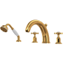 Perrin and Rowe Edwardian Deck Mounted Roman Tub Filler with Built-In Diverter - Includes Hand Shower English Gold