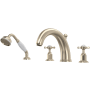 Perrin and Rowe Edwardian Deck Mounted Roman Tub Filler with Built-In Diverter - Includes Hand Shower Satin Nickel