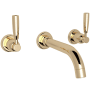 Perrin and Rowe Holborn 1.2 GPM Wall Mounted Widespread Bathroom Faucet English Gold