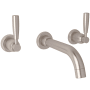 Perrin and Rowe Holborn 1.2 GPM Wall Mounted Widespread Bathroom Faucet Satin Nickel