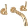 Perrin and Rowe Holborn Wall Mounted Tub Filler Unlacquered Brass (Living Finish)