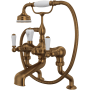 Perrin and Rowe Edwardian Deck Mounted Tub Filler with Built-In Diverter - Includes Hand Shower English Bronze