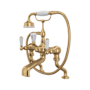 Perrin and Rowe Edwardian Deck Mounted Tub Filler with Built-In Diverter - Includes Hand Shower Satin English Gold