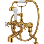 Perrin and Rowe Edwardian Deck Mounted Tub Filler with Built-In Diverter - Includes Hand Shower English Gold