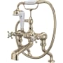 Perrin and Rowe Edwardian Deck Mounted Tub Filler with Built-In Diverter - Includes Hand Shower Satin Nickel