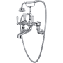 Perrin and Rowe Edwardian Wall Mounted Tub Filler with Built-In Diverter - Includes Hand Shower Polished Chrome