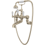 Perrin and Rowe Edwardian Wall Mounted Tub Filler with Built-In Diverter - Includes Hand Shower Satin Nickel