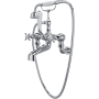 Perrin and Rowe Edwardian Wall Mounted Tub Filler with Built-In Diverter - Includes Hand Shower Polished Chrome