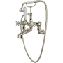 Perrin and Rowe Edwardian Wall Mounted Tub Filler with Built-In Diverter - Includes Hand Shower Polished Nickel