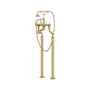 Perrin and Rowe Edwardian Floor Mounted Tub Filler with Built-In Diverter - Includes Hand Shower Satin English Gold