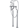 Perrin and Rowe Edwardian Floor Mounted Tub Filler with Built-In Diverter - Includes Hand Shower Polished Chrome