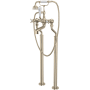Perrin and Rowe Edwardian Floor Mounted Tub Filler with Built-In Diverter - Includes Hand Shower Satin Nickel