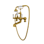 Perrin and Rowe Edwardian Wall / Deck / Floor Mounted Clawfoot Tub Filler with Built-In Diverter - Includes Hand Shower Unlacquered Brass