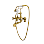 Perrin and Rowe Edwardian Wall / Deck / Floor Mounted Clawfoot Tub Filler with Built-In Diverter - Includes Hand Shower Unlacquered Brass (Living Finish)
