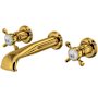 Perrin and Rowe Edwardian 1.2 GPM Wall Mounted Widespread Bathroom Faucet Unlacquered Brass (Living Finish)