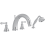 Perrin and Rowe Georgian Era Deck Mounted Roman Tub Filler with Built-In Diverter - Includes Hand Shower Polished Chrome