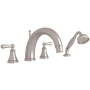 Perrin and Rowe Georgian Era Deck Mounted Roman Tub Filler with Built-In Diverter - Includes Hand Shower Satin Nickel