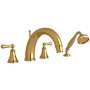 Perrin and Rowe Georgian Era Deck Mounted Roman Tub Filler with Built-In Diverter - Includes Hand Shower Unlacquered Brass