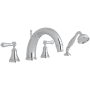 Perrin and Rowe Georgian Era Deck Mounted Roman Tub Filler with Built-In Diverter - Includes Hand Shower Polished Chrome