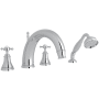 Perrin and Rowe Georgian Era Deck Mounted Roman Tub Filler with Built-In Diverter - Includes Hand Shower Polished Chrome