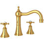 Perrin and Rowe Georgian Era 1.2 GPM Widespread Bathroom Faucet with Pop-Up Drain Assembly Unlacquered Brass (Living Finish)