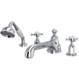 Perrin and Rowe Edwardian Deck Mounted Roman Tub Filler with Built-In Diverter - Includes Hand Shower Polished Chrome