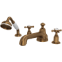 Perrin and Rowe Edwardian Deck Mounted Roman Tub Filler with Built-In Diverter - Includes Hand Shower English Bronze