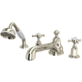 Perrin and Rowe Edwardian Deck Mounted Roman Tub Filler with Built-In Diverter - Includes Hand Shower Polished Nickel